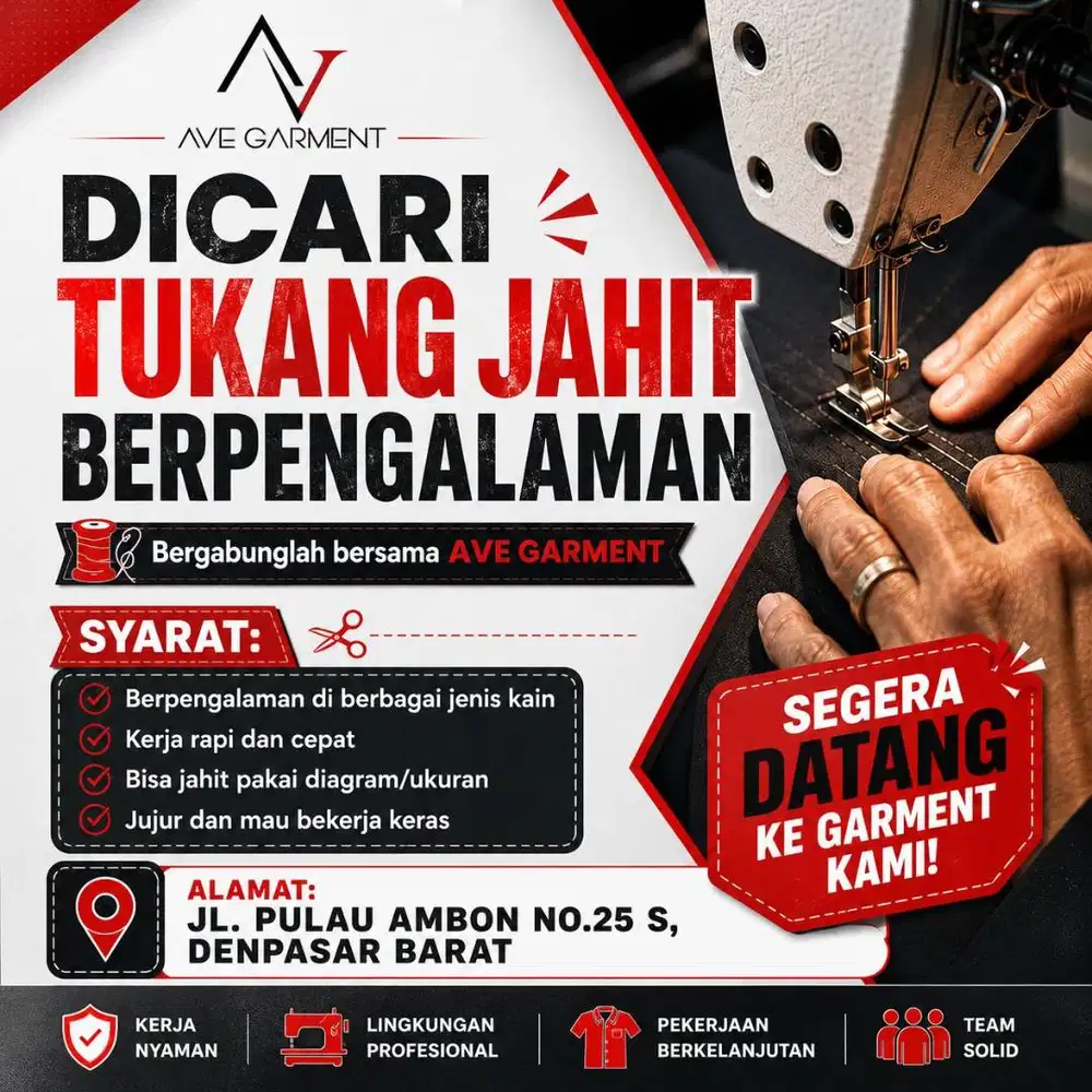 Dicari Penjahit Berpengalaman