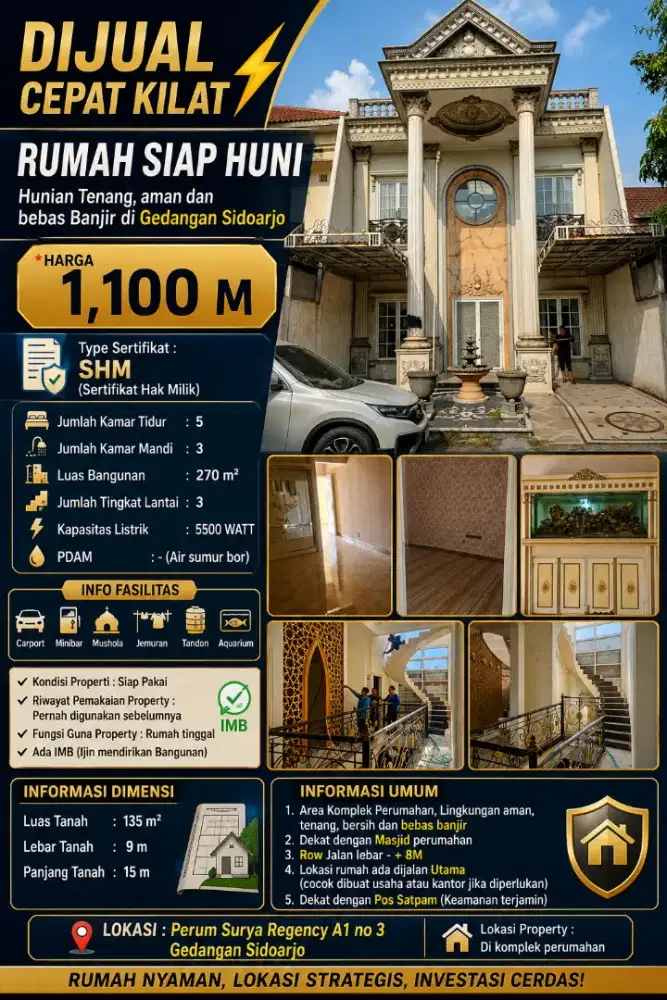 DIJUAL CEPAT KILAT RUMAH MEWAH