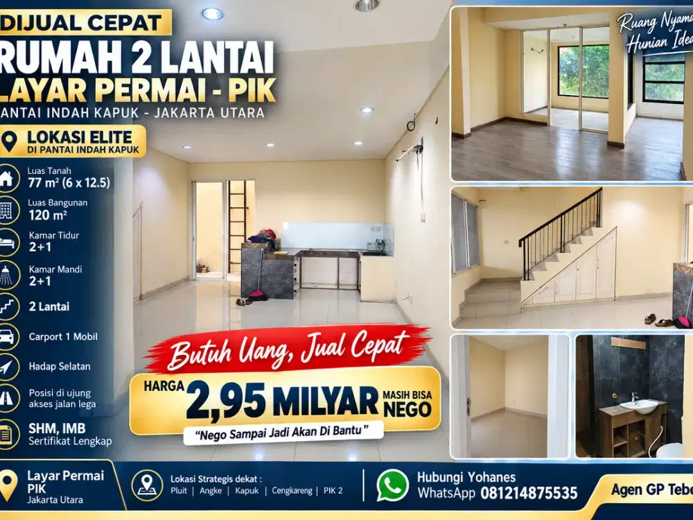 Rumah 2 lantai 77mtr Layar Permai PIK