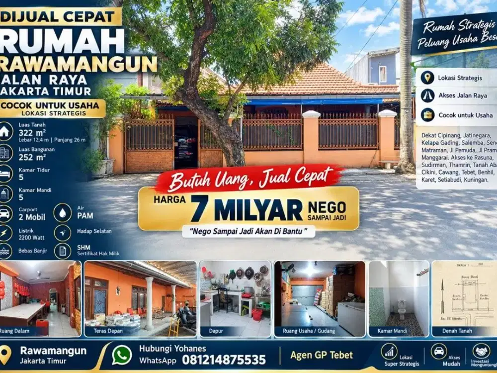 Rumah 322mtr Rawamangun jalan raya utk usaha