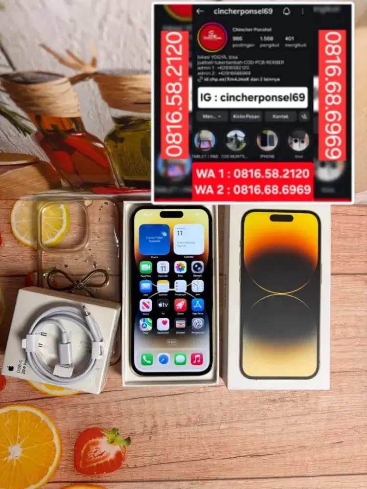 Jual hp likenew iphone 14 pro 256gb Ibox istimewa free adaptor