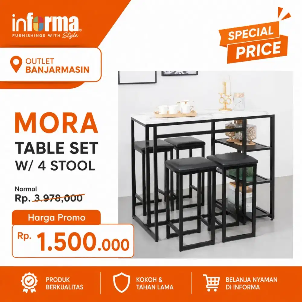 Informa MORA SET TABLE W/4 STOOL