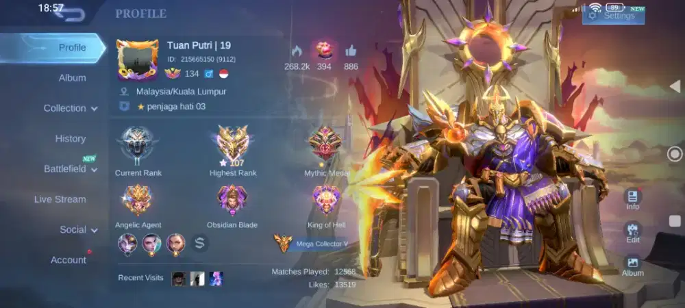 Akun mobile legend sultan