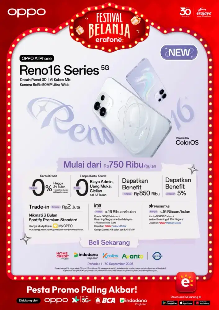 OPPO RENO 16 SERIES PROMO TEBUS MURAH TWS/BANK DI ERAFONE RUKO CEGER