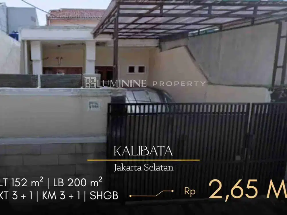 DIJUAL RUMAH FULL FURNISHED SIAP HUNI DIBAWAH NJOP DI KALIBATA, JAKARTA SELATAN (JP)