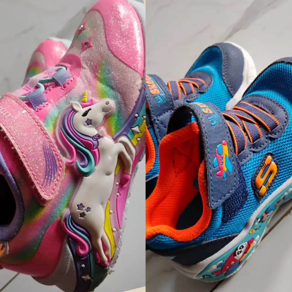 Preloved original 2 pairs skechers anak US 8 dan US 9, kondisi bagus