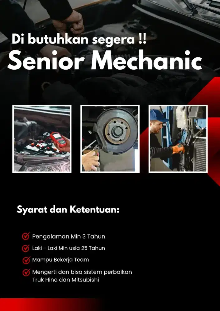 Di Butuhkan Senior Mechanic