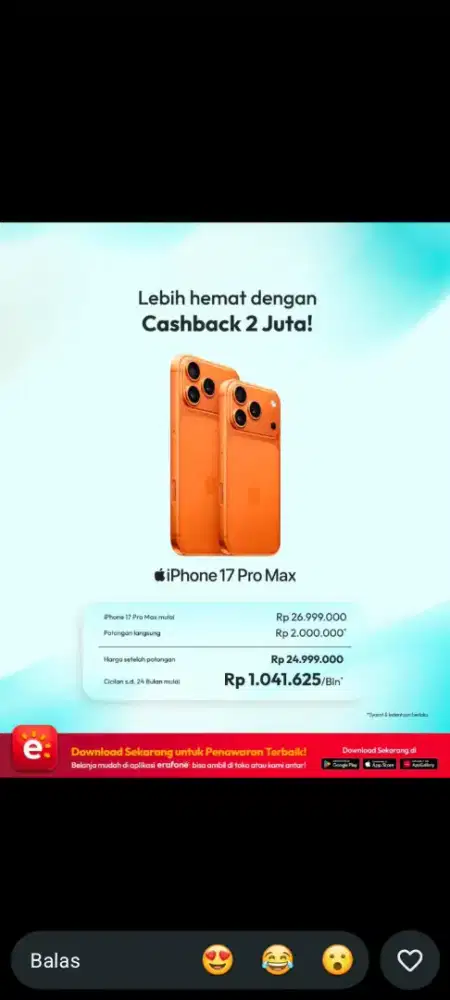 IPHONE 17 PRO MAX CASHBACK 2JT