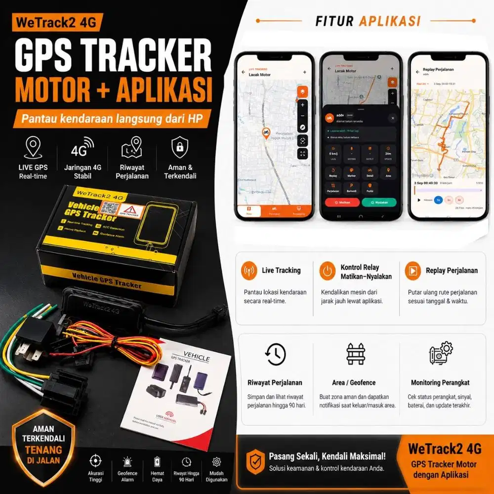 GPS Tracker WeTrack2 4G Motor Mobil + Aplikasi Live Tracking