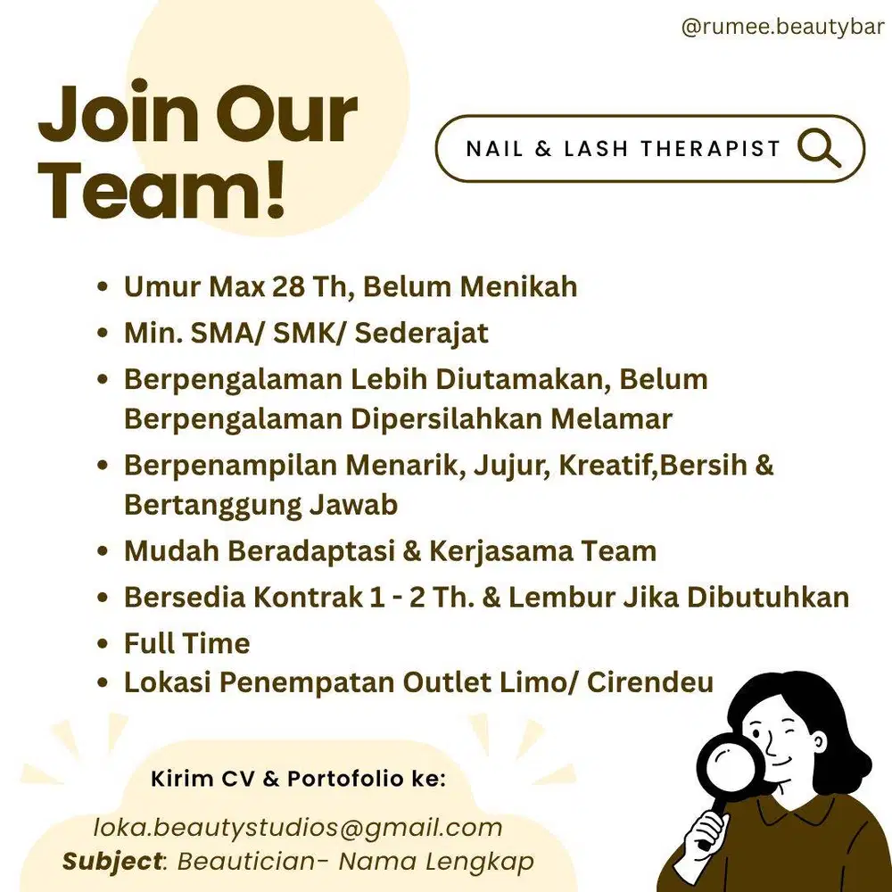 Lowongan Kerja Nail & Lash Therapist