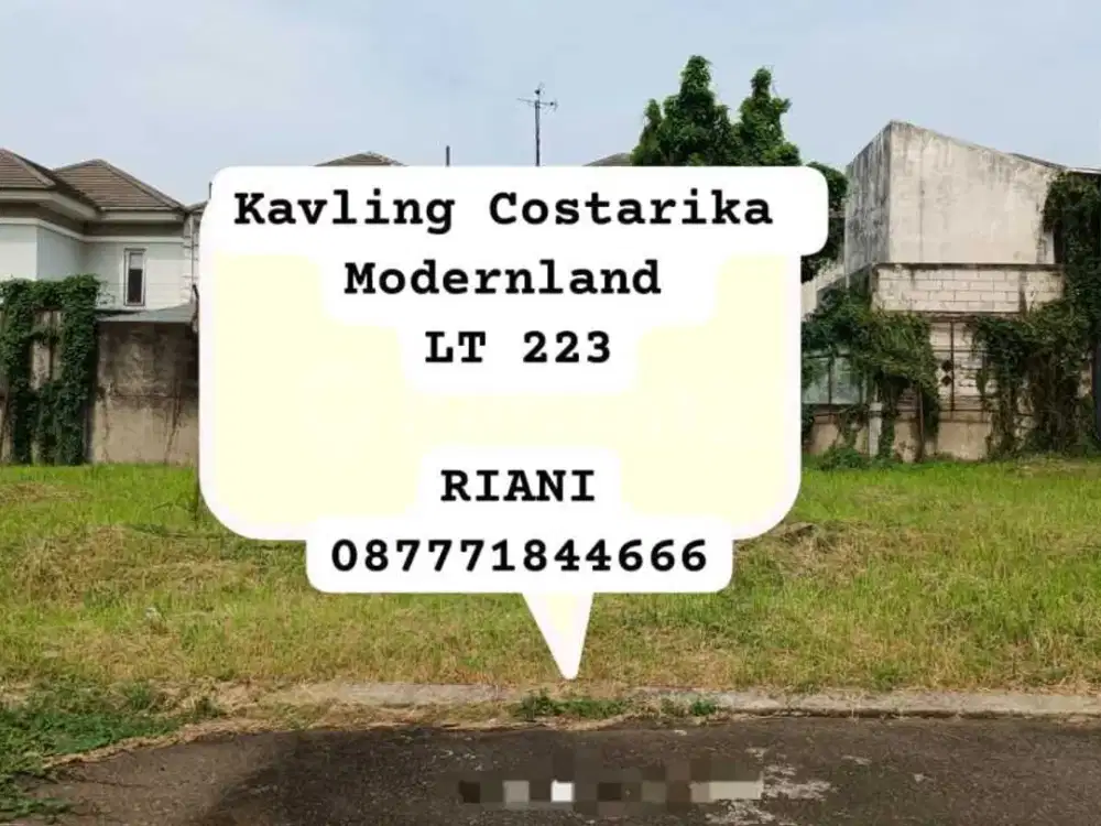Tanah di Cluster Costarica Modernland Tangerang, Luas 223 m²