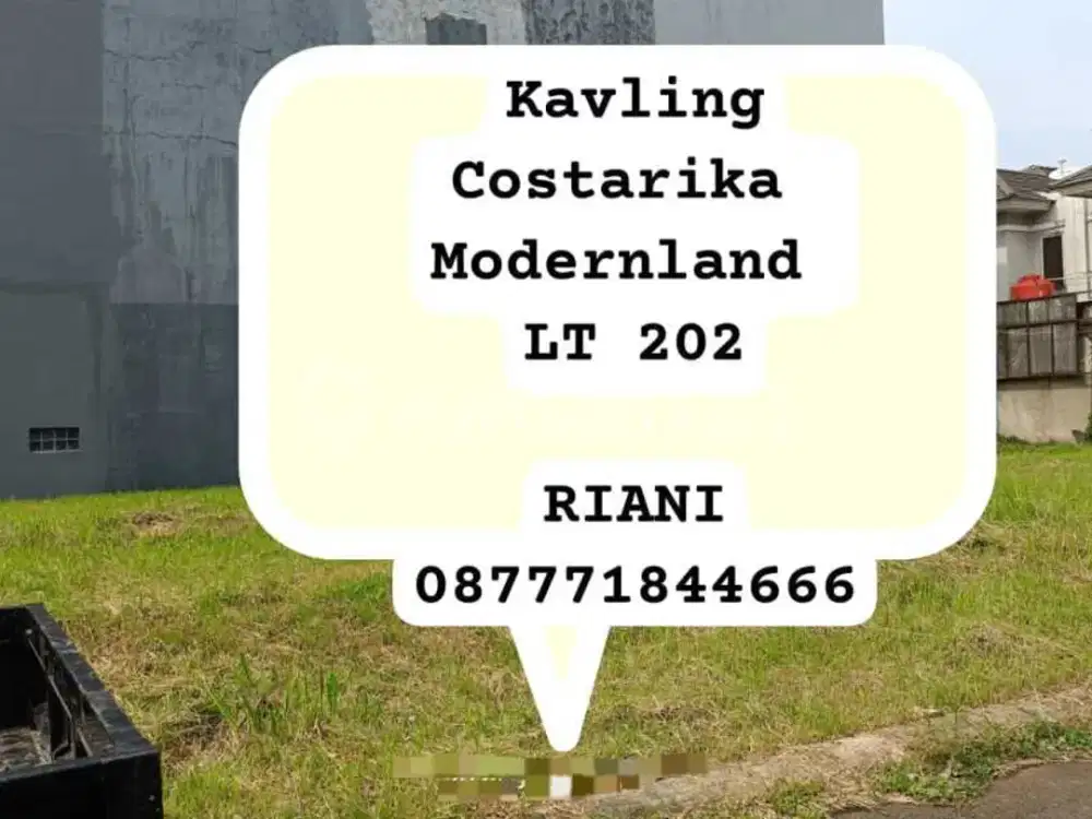 Tanah di Cluster Costarica Modernland Tangerang, Luas 202 m²