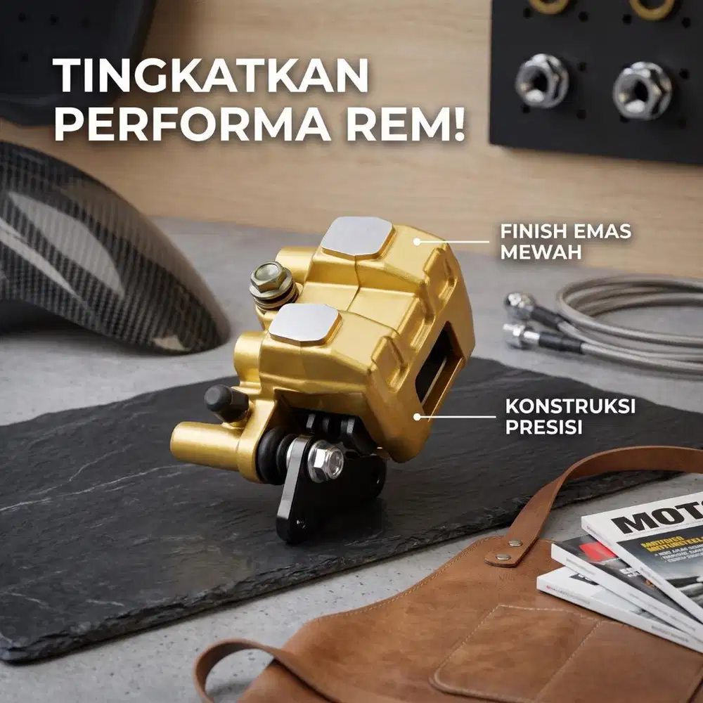 Kaliper Rem Depan / Kepala Babi Motor Gold Edition