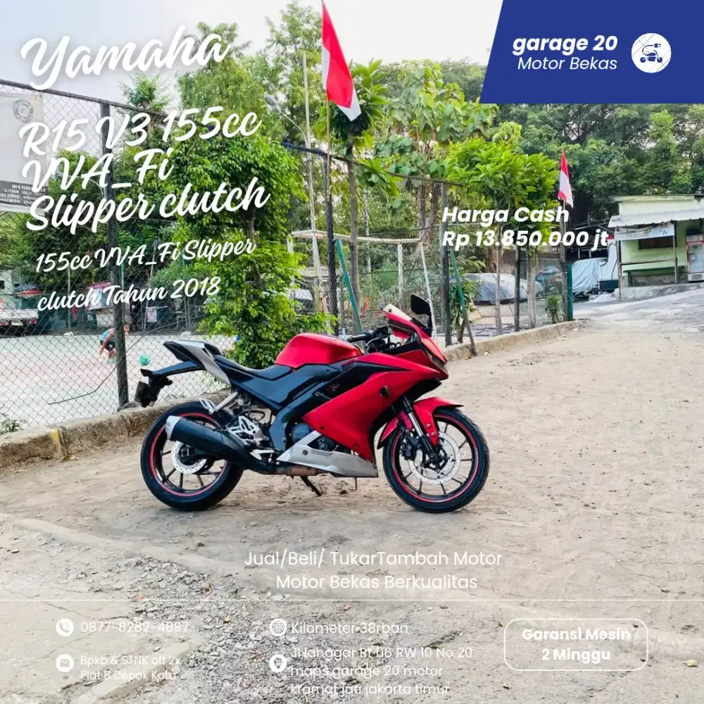 Yamaha R15 V3 155cc VVA_Fi Slipper clutch Tahun 2018 Pajak Off
