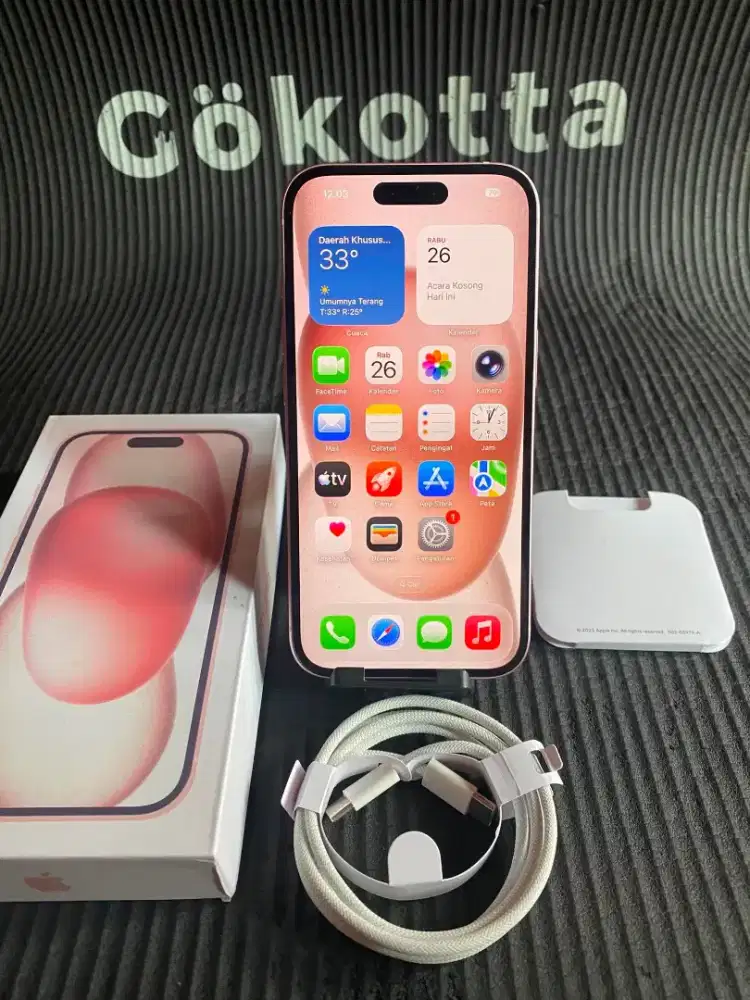 Iphone 15 128gb pink inter all operator fulset mulus likenew no minus