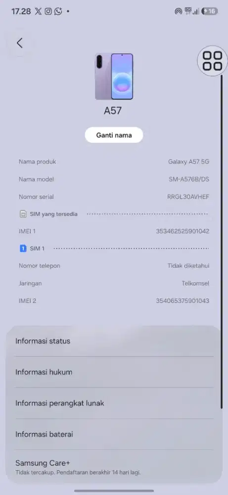 Samsung A57 bekas
