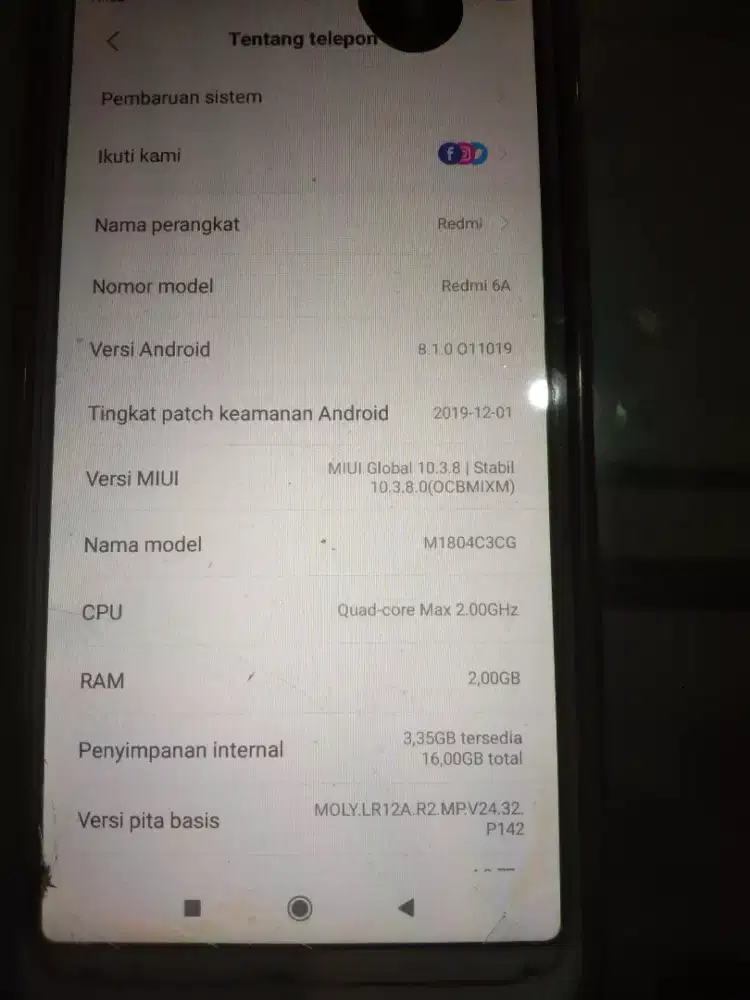 Jual hp readmi 6a