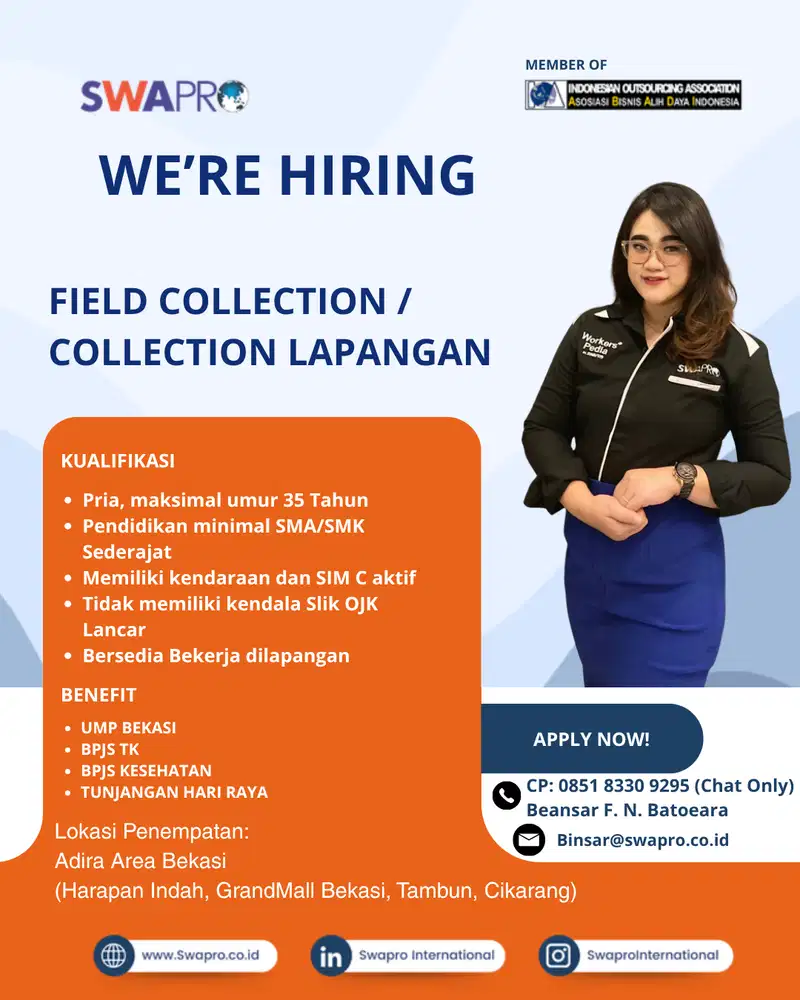 LOWONGAN PEKERJAAN CMO (Motor/Dana Tunai), Telemarketing & Collection