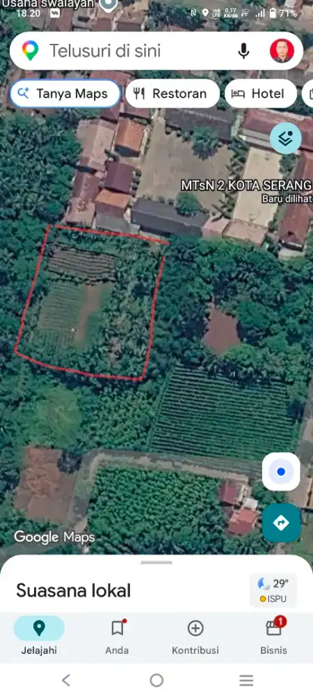 Jual Tanah darat lokasi Babakan Kelurahan Cipete Kec Curug Kota Serang