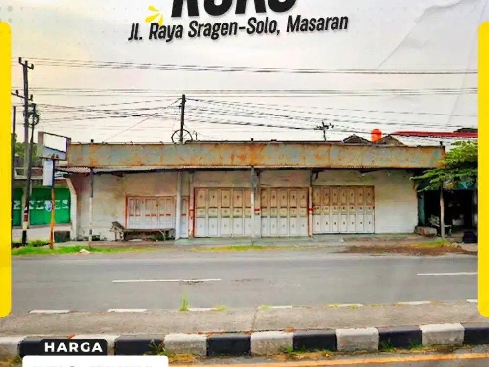 Ruko Strategis 100 m2 Jalan Raya Sragen Solo Masaran 750 Juta