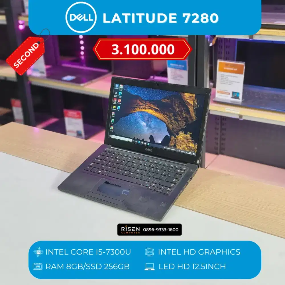 DELL LATITUDE 7280 Intel Core I5-7300U RAM 8GB SSD 256GB HD 12,5Inch