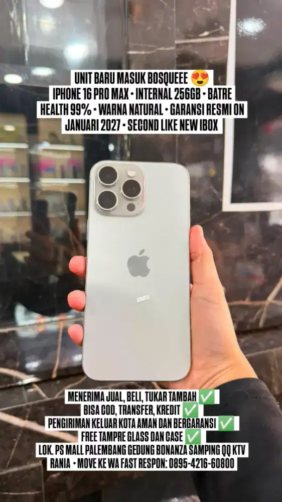IPHONE 16 PRO MAX 256GB SECOND IBOX WARNA NATURAL