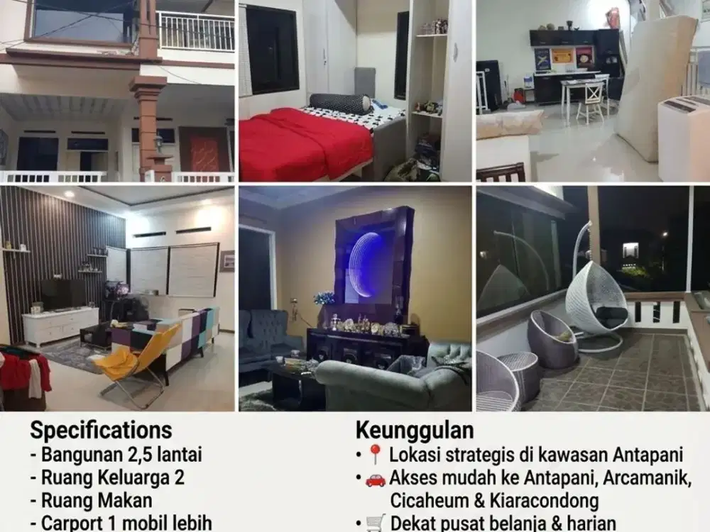 Dijual Rumah Minimalis 2,5 Lt di Komplek Antapani, Bangunan Kokoh, Akses 2 mobil, Lingkungan Nyaman Tenang