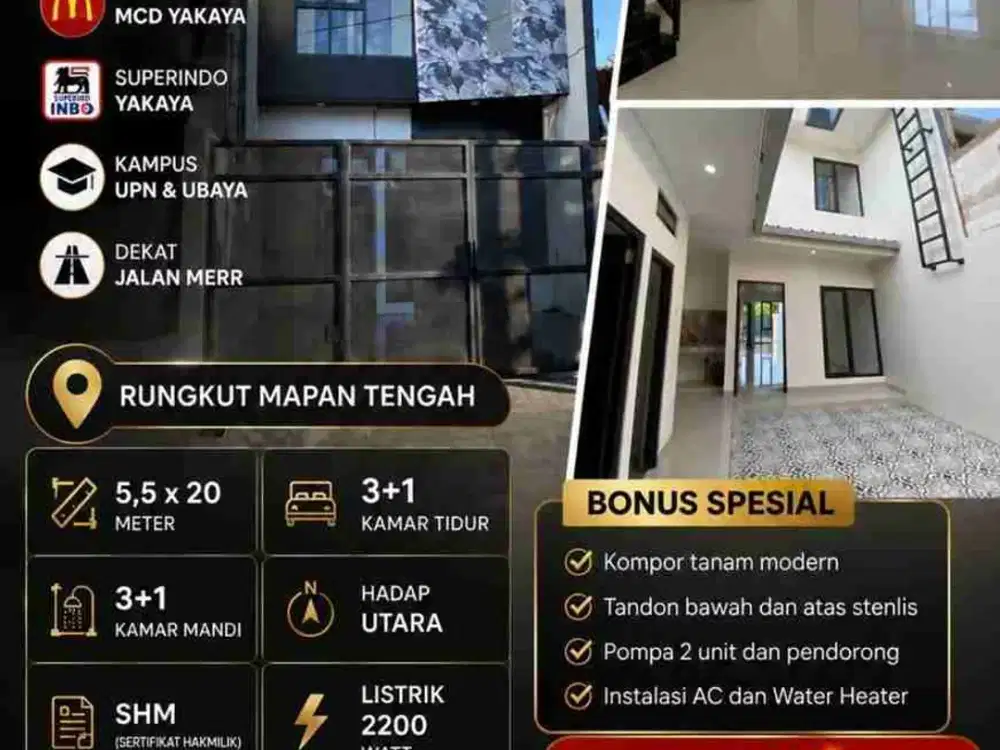 Dijual Rumah Baru Rungkut Mapan Tengah