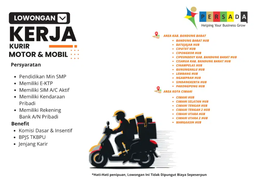 Lowongan Kerja Kurir Area KBB dan Cimahi