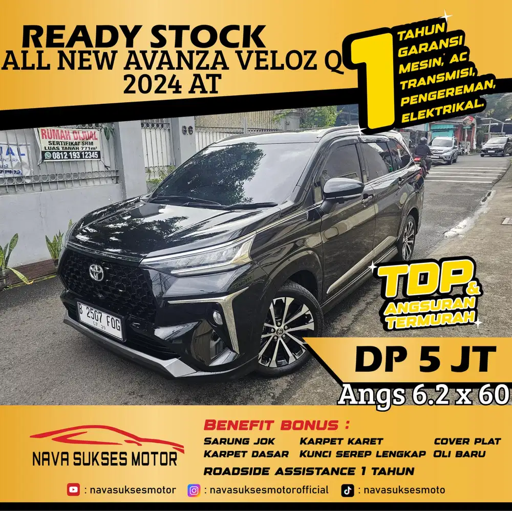TDP 5 Jt Angs Termurah New Avanza Veloz Q 2024 Matic Hitam Low Km