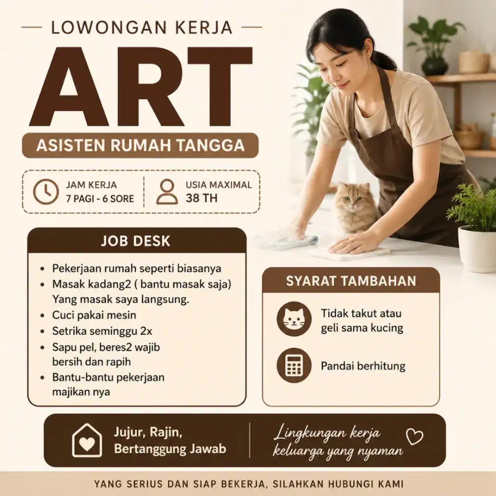 Lowongan kerja Asisten Rumah Tangga