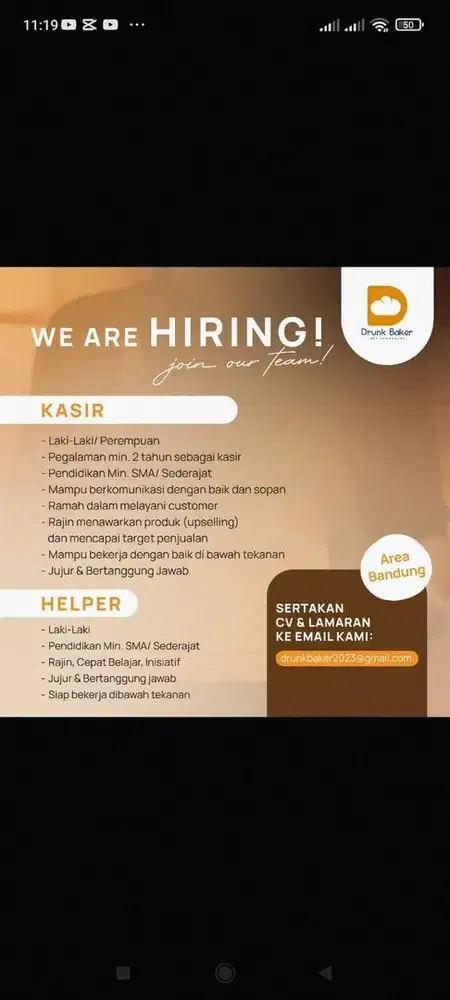 baker, kasir, helper