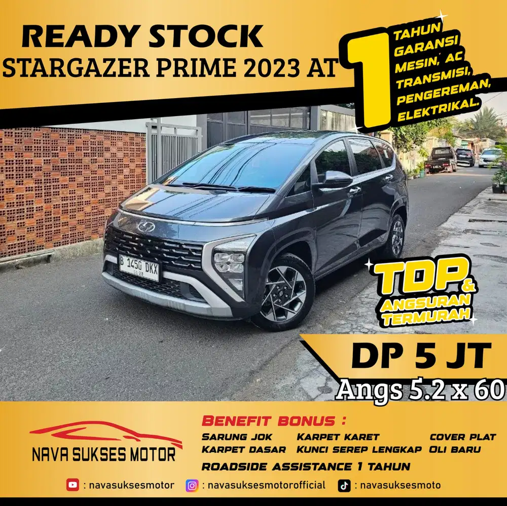 TDP 5Jt Angs Termurah Hyundai Stargazer Prime 2023 Matic Abu Abu LowKm