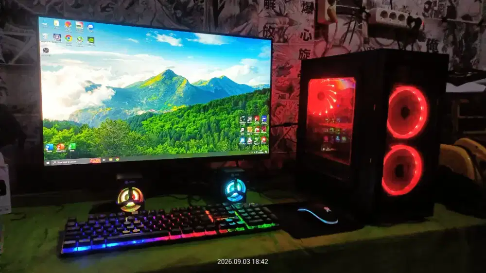 Pc Fullset I3 9100F GTX 1060 Monitor 27Inch