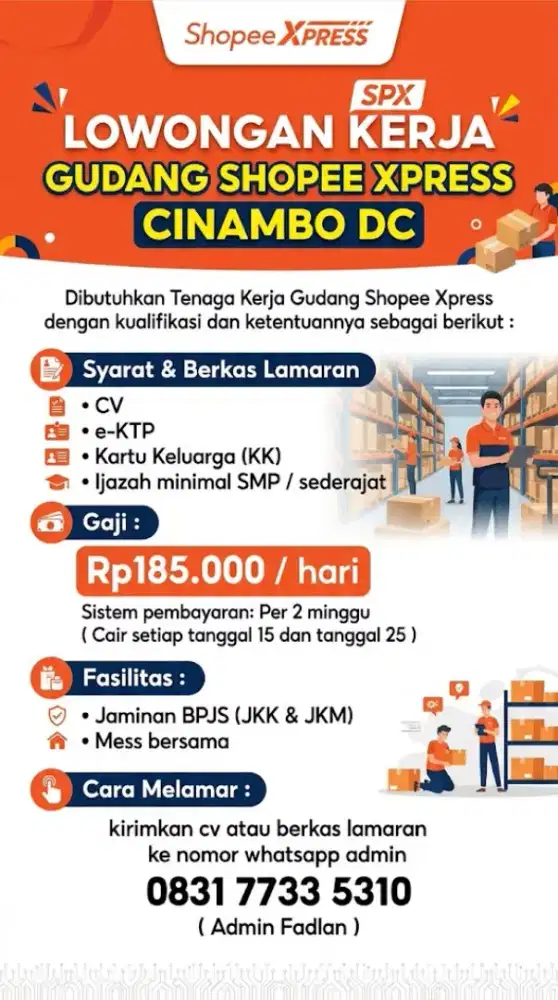 Lowongan Kerja Gudang Shopee CINAMBO DC