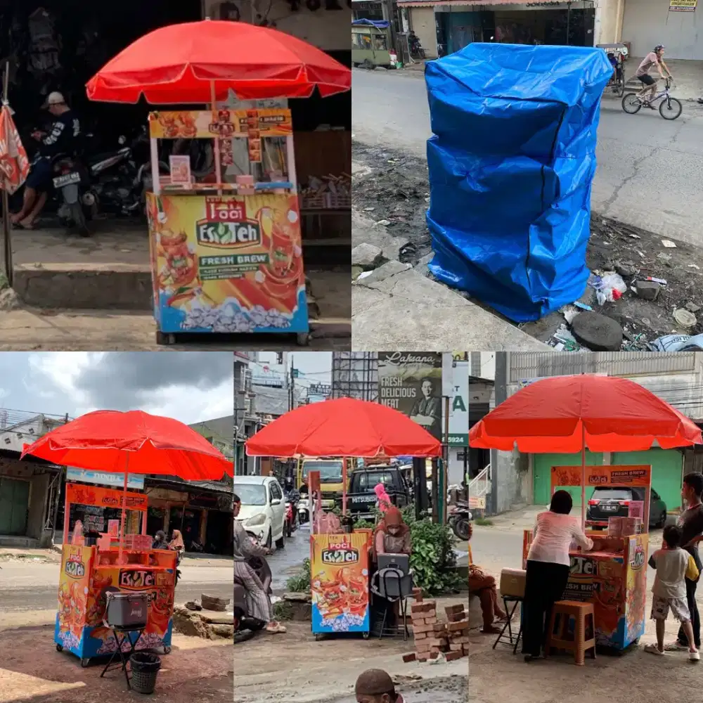 DIJUAL PAKET LENGKAP USAHA TEH + GEROBAK — SIAP JUALAN!