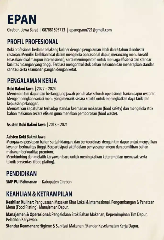 INFO LOWONGAN PEKERJAAN