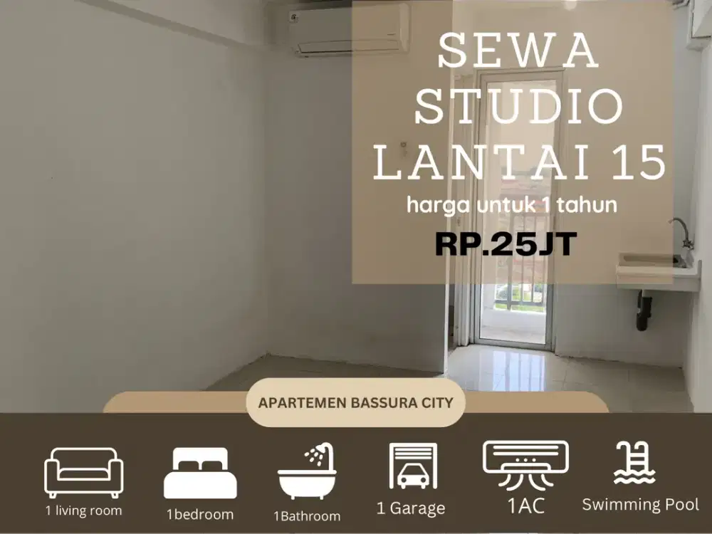 disewakan studio Unfurnish lantai 15 apartemen bassura city