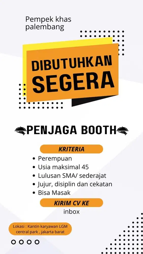 Di cari pekerja segera