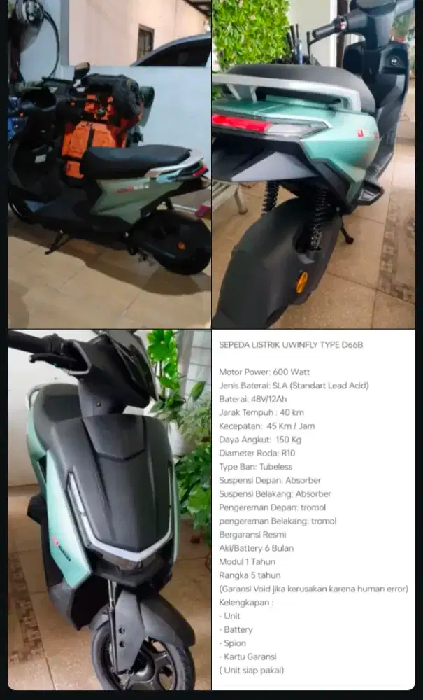 Sepeda listrik uwinfly D66B jual rugi
