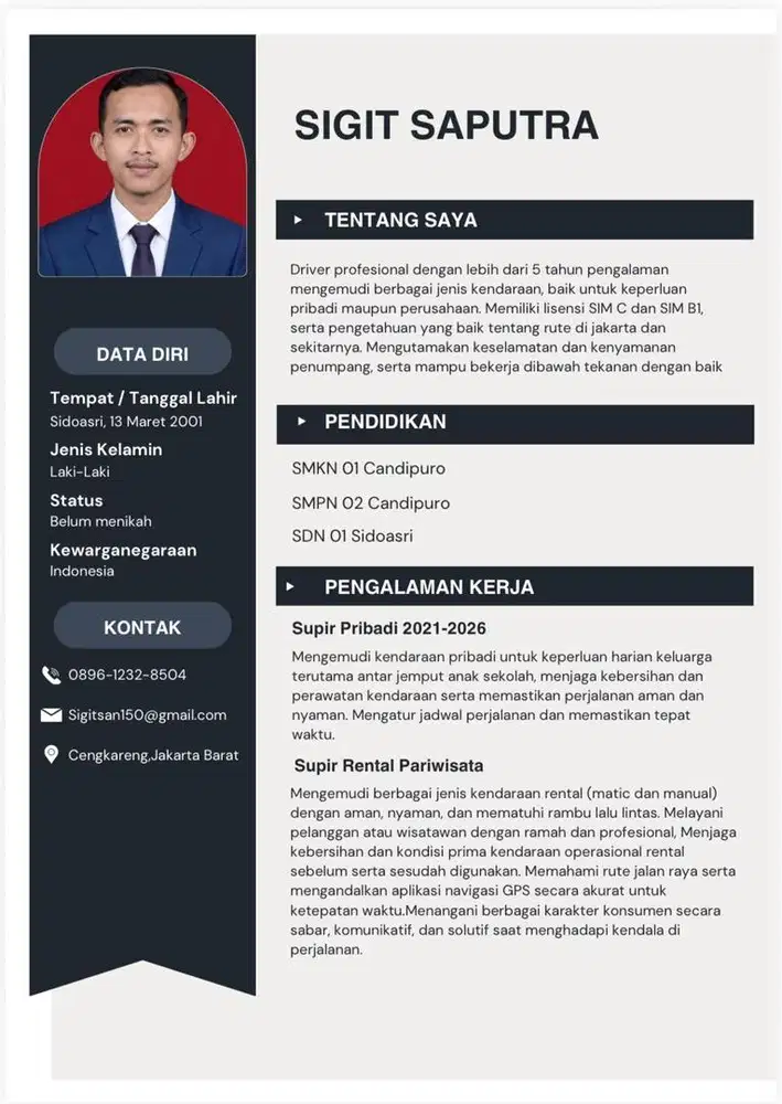 mencari pekerjaan supir pribadi/supir kantoran