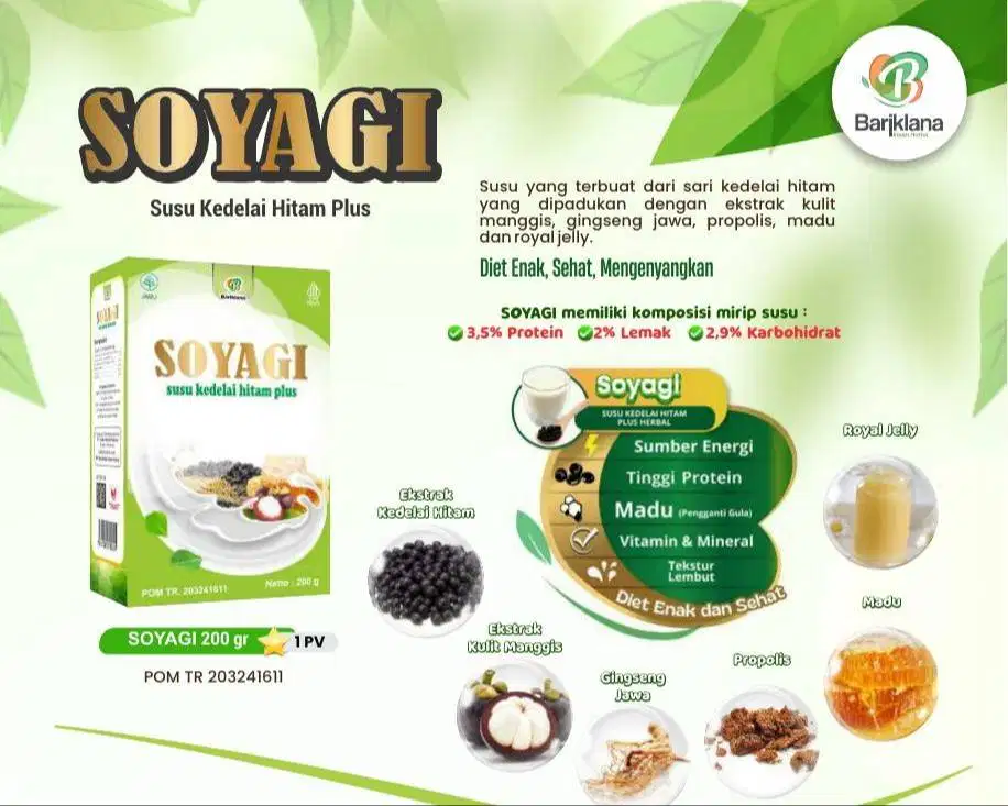 Susu Kedelai Hitam Soyagi Teman Diet Sehat dan bergizi netto 200Gr