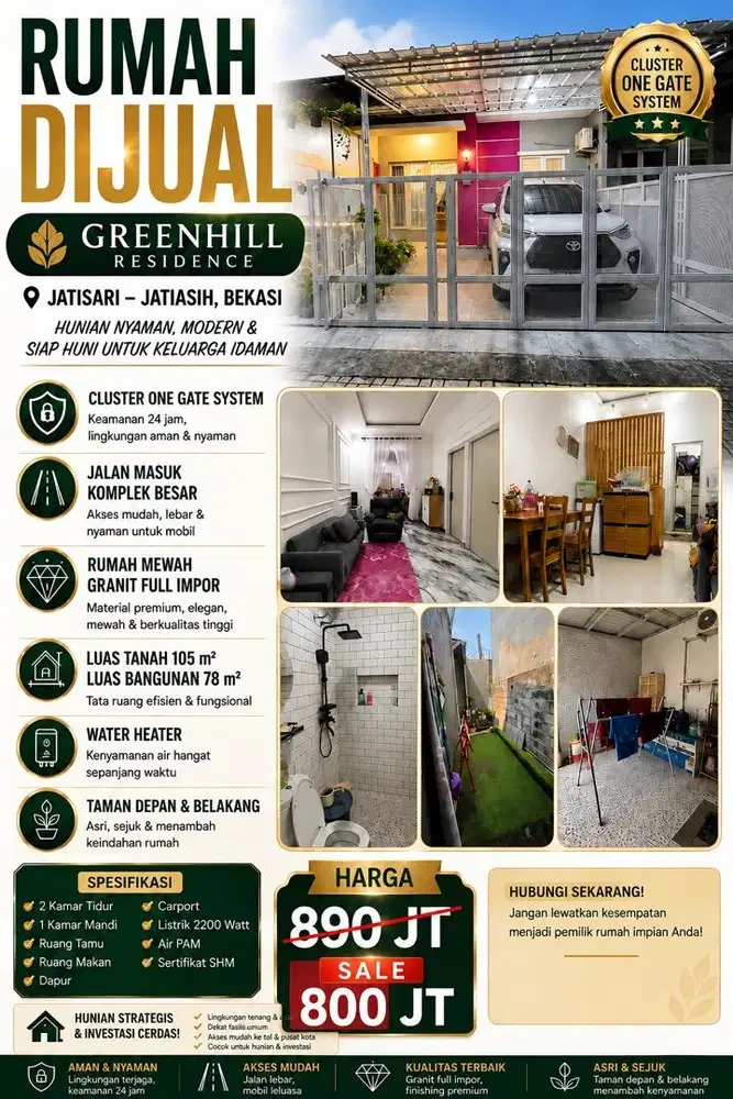 dijual rumah dibekasi semi full furnish