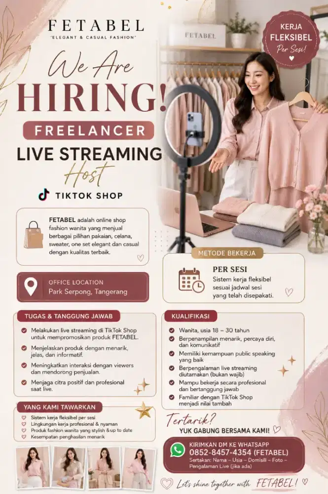 Freelance Host Live Streaming Fashion Wanita