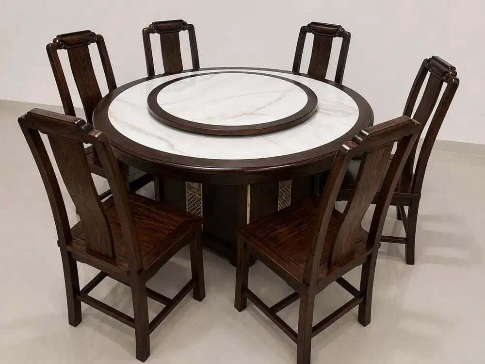 Dijual set meja makan + 6 kursi bergaya oriental