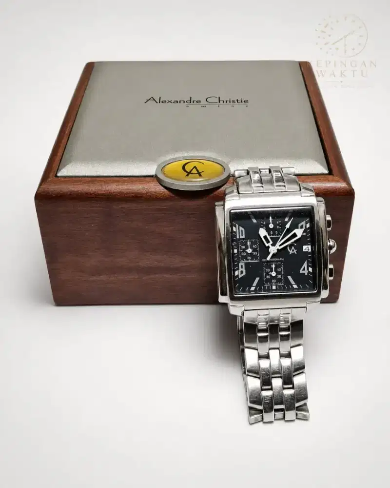 Alexandre Christie 8057MC Tank Style Chronograph Stainless Steel Watch
