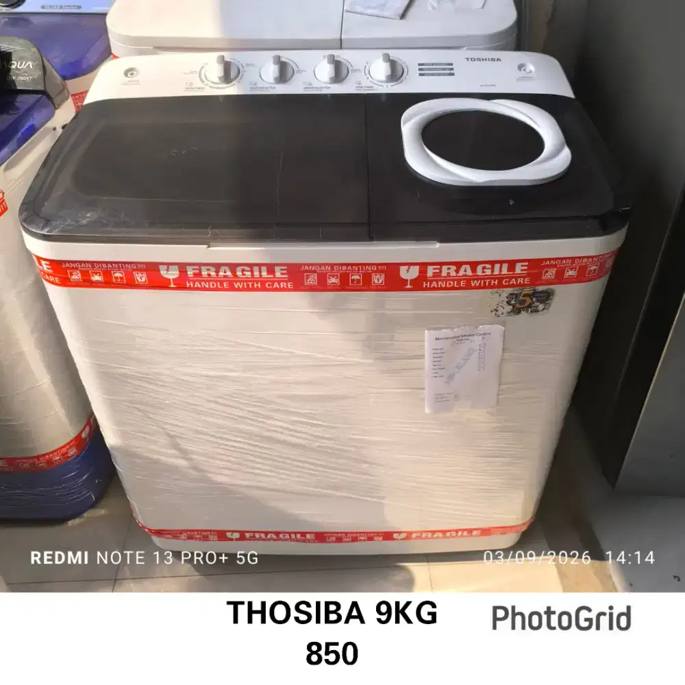 Mesin cuci 2 tabung Thosiba 9kg