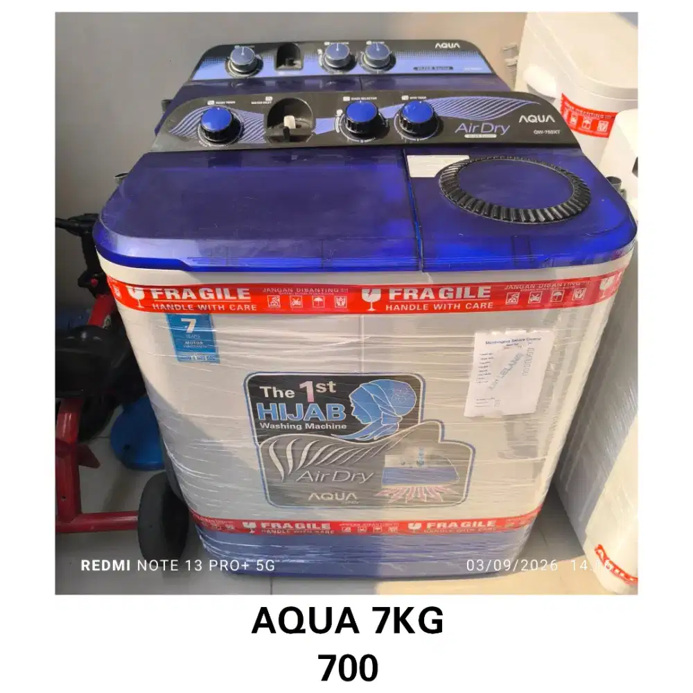 Mesin cuci 2 tabung Aqua hijab 7kg