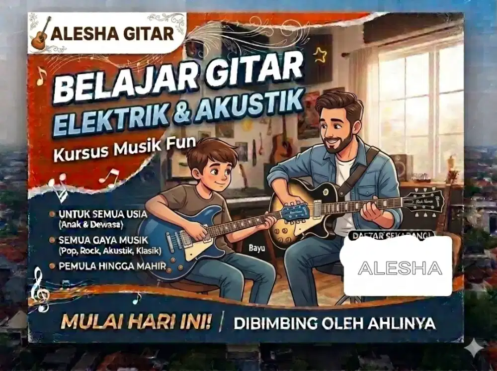 Kursus dan Privat Gitar Elektrik dan Akustik Alesha