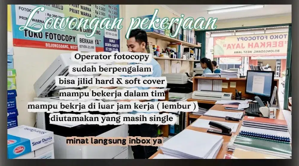 Lowongan Operator Fotocopy